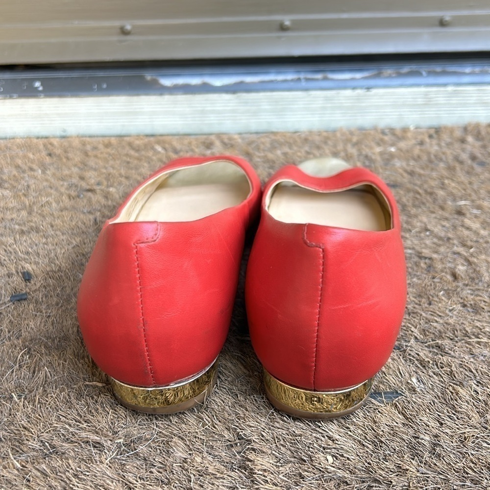 Cole Haan Astoria Open Toe Ballet Flats Size 7 in Cherry Tomato Red - Picture 4 of 10